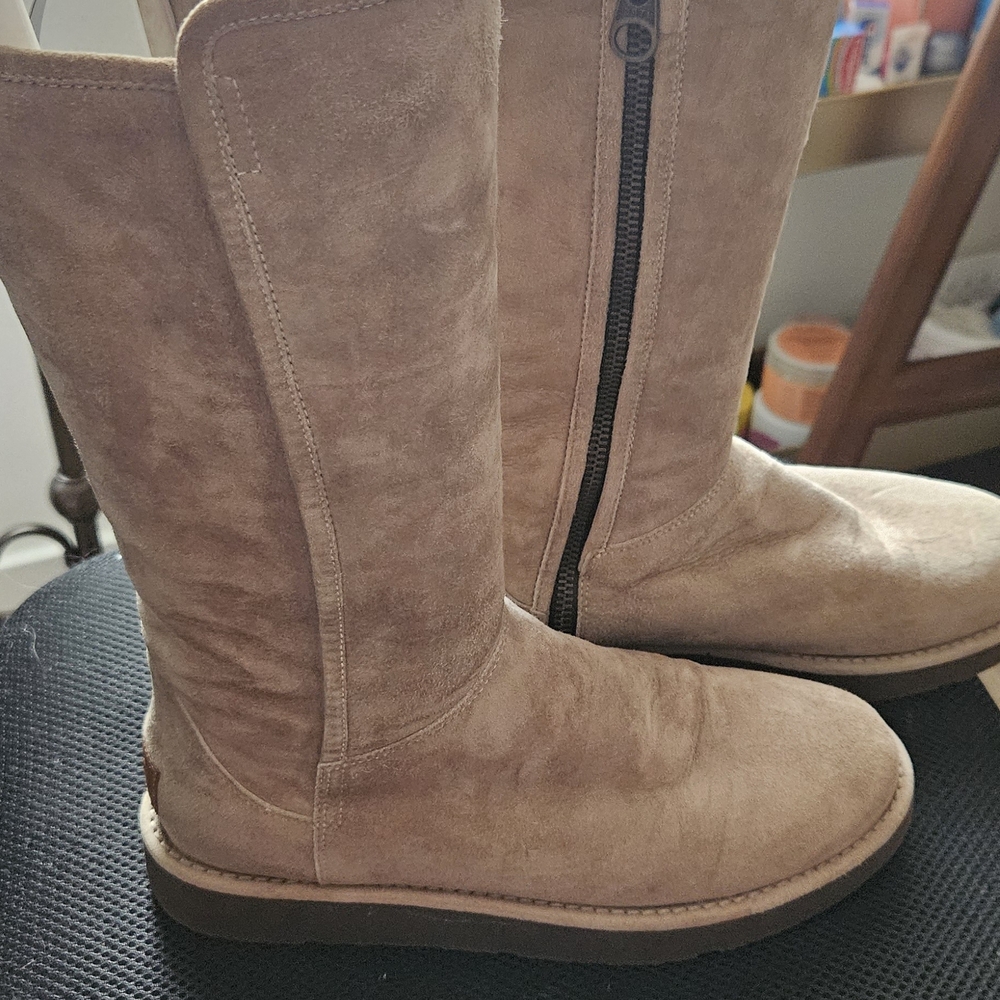 UGG Women's Beige Suede Tall Boots